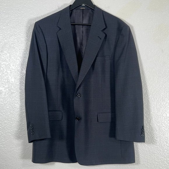 Hart Schaffner Marx Gold Trumpeter Wool Blazer in Charcoal Check Men's Size 46R - Picture 2 of 9